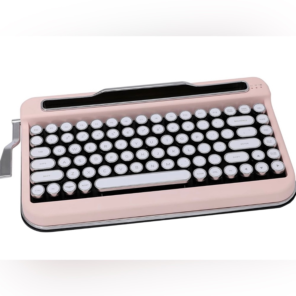 PENNA Typewriter style mechanical wireless bluetooth keyboard-pink-NEW Open Box